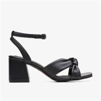 Clarks Womens Sheer65 Cross Black Leather Heeled Sandals Leather Smart