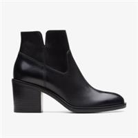 Clarks Womens Valvestino Lo Black Leather Ankle Boots Leather Casual