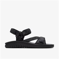 Clarks Mens Wesley Trail Black Flat Sandals Synthetic Sports