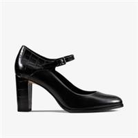Clarks Womens Kaylin Alba Black Combination Heels Leather Smart