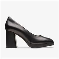 Clarks Womens Zoya85 Court Black Leather Heels Leather Smart