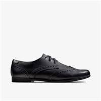 Clarks Girls Scala Lace Youth Black Leather Brogues Leather School