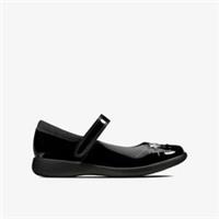 Clarks Girls Etch Spark Toddler Black Patent Bar Shoes Patent School