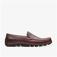 Clarks Mens Oswick Plain Dark Tan Leather Loafers Leather Casual