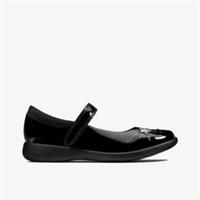 Clarks Girls Etch Spark Kid Black Patent Mary Jane Shoes Patent School