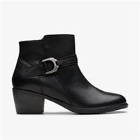 Clarks Womens Neva Buckle Black Leather Ankle Boots Leather Casual