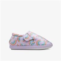Clarks Girls Fluffy Snug Toddler Lilac Combination Slippers Textile Casual