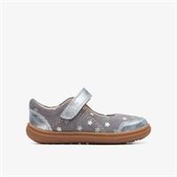 Clarks Girls Flash Bright Toddler Gun Metal Mary Jane Shoes Suede Casual