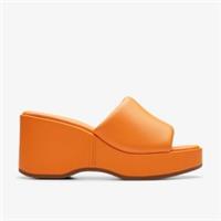 Clarks Womens Manon Glide Orange Leather Leather Casual