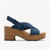 Clarks Womens Nerisa West Navy Nubuck Wedges Nubuck Casual