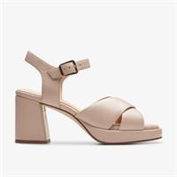 Clarks Womens Ritzy 75 Rose Sand Leather Heeled Sandals Leather Smart