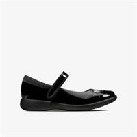 Clarks Girls Etch Spark Toddler Black Patent School Shoes,Mary Jane Patent