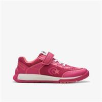 Clarks Girls CICA Star Flex Kid Pink Combination Synthetic Trainers Textile
