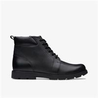 Clarks Boys Heath Mid Youth Black Leather Lace Up,Ankle Boots Leather School