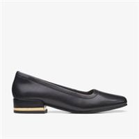 Clarks Womens Seren 30 Court Black Slip Ons Leather Smart
