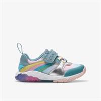 Clarks Girls Tidal Star Toddler Aqua Combination Trainers Textile Casual