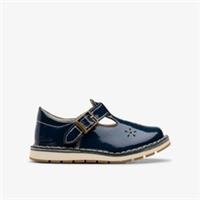 Clarks Girls Joyful Skip Toddler Navy Patent T Bar Shoes Patent Casual