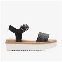 Clarks Womens Lana Shore Black Combination Leather Flatforms Leather Casual