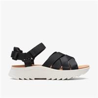 Clarks Womens Dash Lite Cross Black Flatforms Leather Sports