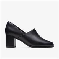 Clarks Womens Freva 55 Lily Black Leather Heels Leather Smart