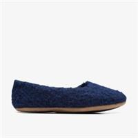 Clarks Womens Cozily Dream Navy Slippers Textile Casual