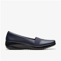Clarks Womens Kaetlyn Rhea Navy Leather Slip Ons Leather Casual