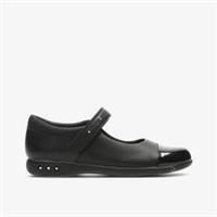 Clarks Girls Prime Walk Black Leather School Shoes,Mary Jane Leather School