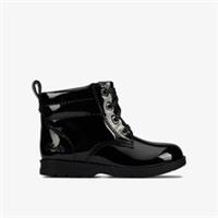 Clarks Girls Dabi Lace Toddler Black Patent Ankle Boots Leather Casual