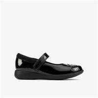 Clarks Girls Etch Beam Toddler Black Patent School Shoes,Mary Jane Patent School