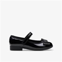 Clarks Girls Scala Tap Toddler Black Patent School Shoes,Mary Jane Patent School