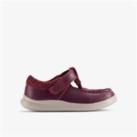Clarks Girls Crest Rosa Toddler Berry Leather T Bar Shoes Leather Casual