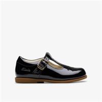 Clarks Girls Drew Play Toddler Black Patent School Shoes,T Bar Shoes Patent