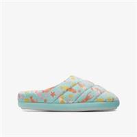 Clarks Girls Fluffy Slide Kid Blue Print Slippers Textile Casual