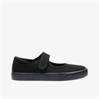 Clarks Girls Star Hop 2 Older Black Plimsolls Textile School