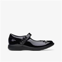 Clarks Girls Etch Fun Kid Black Patent School Shoes,Mary Jane Patent School