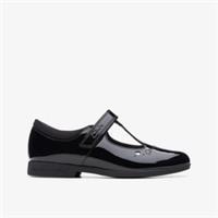 Clarks Girls Magic Step Lo Older Black Patent School Shoes,T Bar Shoes Patent