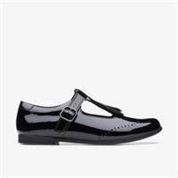 Clarks Girls Scala Teen Youth Black Patent School Shoes,T Bar Shoes Patent