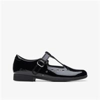 Clarks Girls Scala Dress Older Black Patent School Shoes,T Bar Shoes Patent