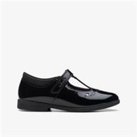 Clarks Girls Magic Step Lo Kid Black Patent School Shoes,T Bar Shoes Patent