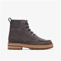 Clarks Girls Prague Collar Kid Dark Grey Suede Ankle Boots Suede Casual