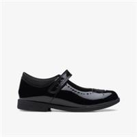 Clarks Girls Magic Step Bar Kid Black Patent School Shoes,Mary Jane Patent