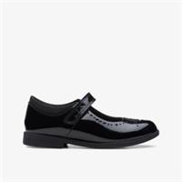 Clarks Girls Magic Step Bar Older Black Patent School Shoes,Mary Jane Patent