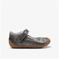 Clarks Girls Tiny Cosmo Toddler Gun Metal Pre Walker Leather Casual