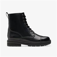 Clarks Girls Prague Cap Youth Black Leather Mid Calf Boots Leather School