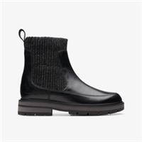 Clarks Girls Prague Top Kid Black Ankle Boots Leather Casual