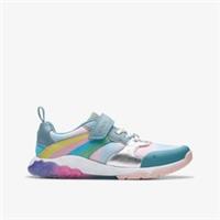 Clarks Girls Tidal Star Kid Aqua Combination Trainers Textile Casual
