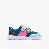 Clarks Girls Ath Sphere Toddler Silver Combination Trainers Leather Casual