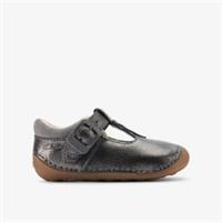Clarks Girls Tiny Hope Toddler Pewter Pre Walker Leather Casual