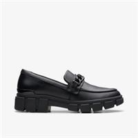 Clarks Girls Evyn Walk Youth Black Leather School Shoes,Loafers Leather School