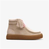 Clarks Girls Tor Hill Hi Older Light Sand Suede Ankle Boots Suede Casual